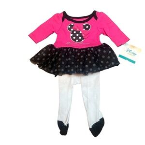 Disney Baby Pink and Black Polka Dot Tutu Outfit